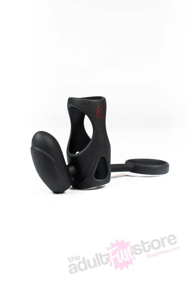 Kink By Doc Johnson - Caged Vibrating Silicone Cock Cage - Black - Image 3