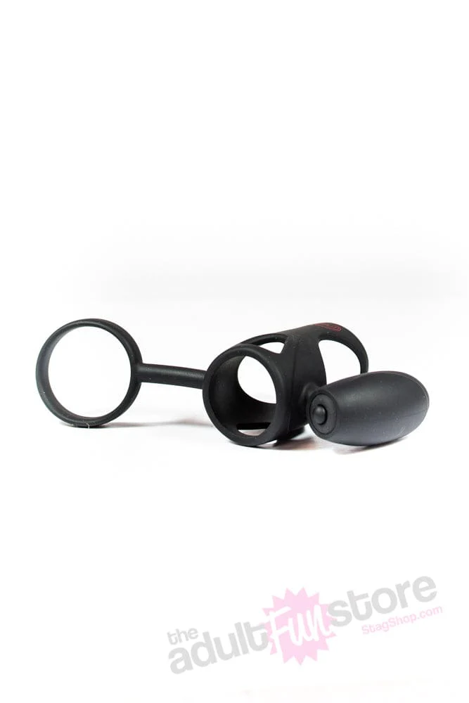 Kink By Doc Johnson - Caged Vibrating Silicone Cock Cage - Black - Image 4
