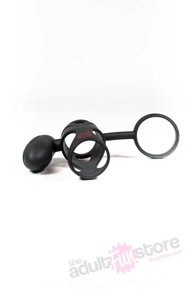 Kink By Doc Johnson - Caged Vibrating Silicone Cock Cage - Black - Image 5