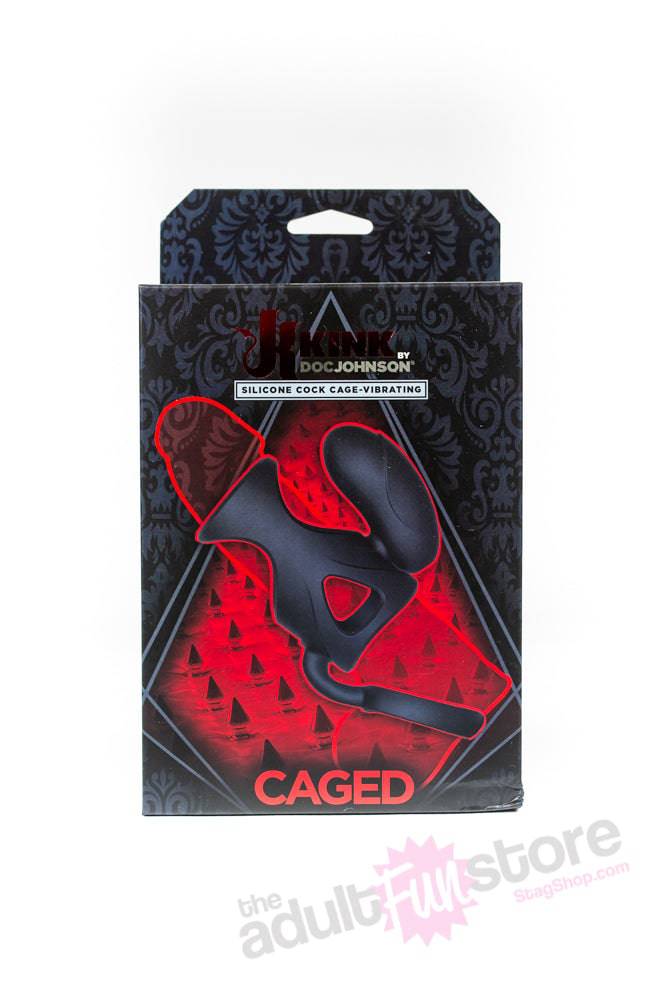 Kink By Doc Johnson - Caged Vibrating Silicone Cock Cage - Black - Image 6
