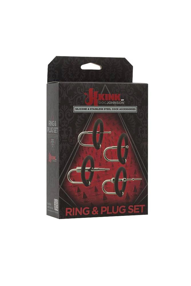 Kink By Doc Johnson - Silicone & Stainless Steel Urethra Play Cock Ring Set - Image 4