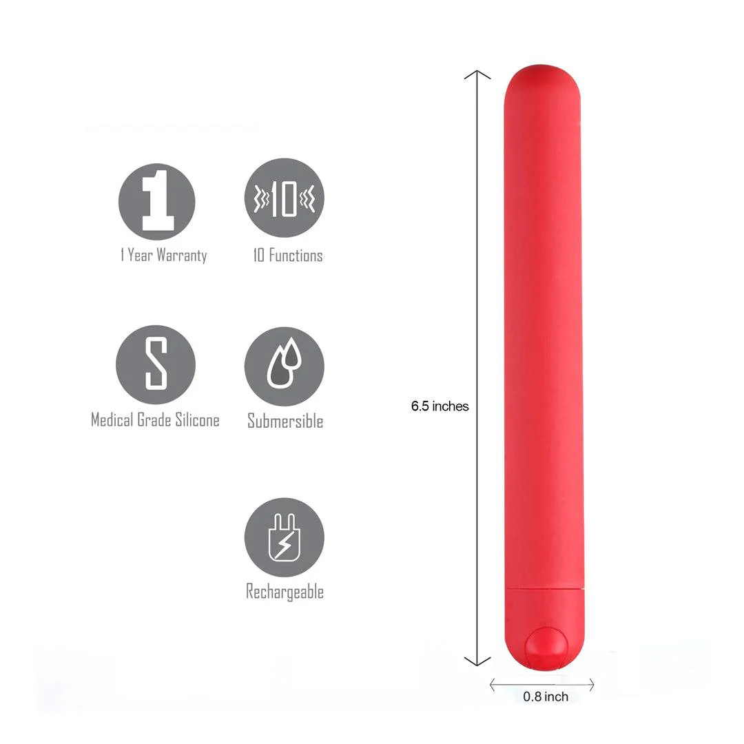 Maia Toys - Abbie Rechargeable X-Long Super Charged Bullet - Red - Image 3