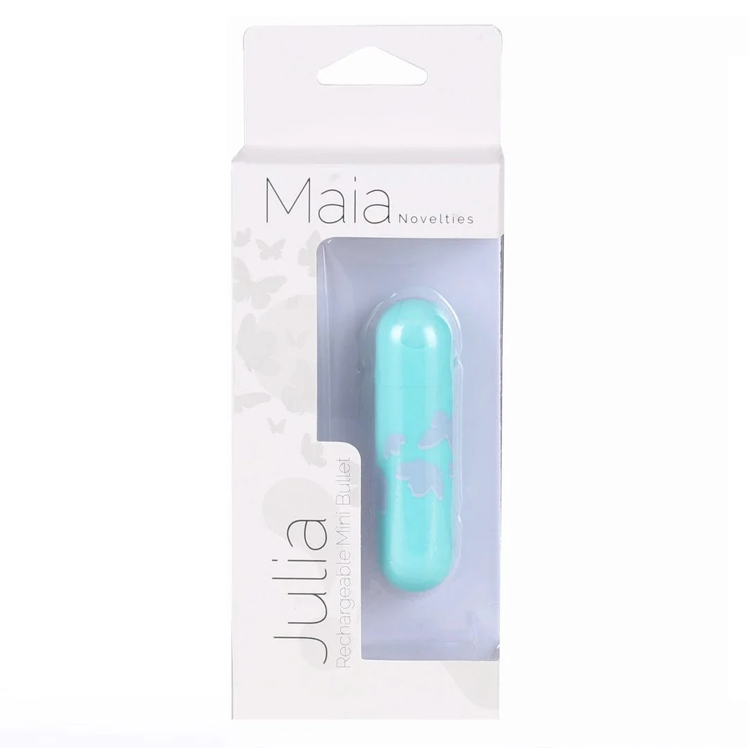 Maia Toys - Julia Rechargeable Butterfly Print Bullet - Teal - Image 2