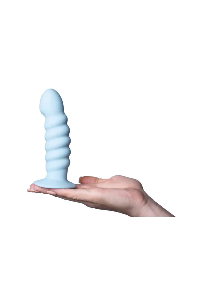 Maia Toys - Paris 6" Ribbed Silicone Dildo - Blue - Image 2