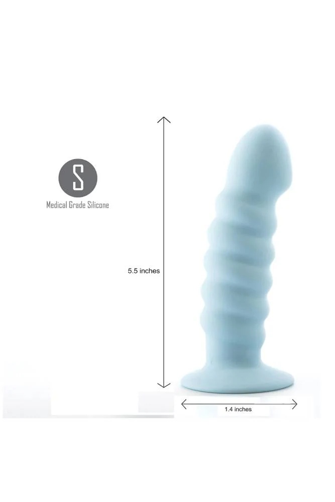 Maia Toys - Paris 6" Ribbed Silicone Dildo - Blue - Image 3