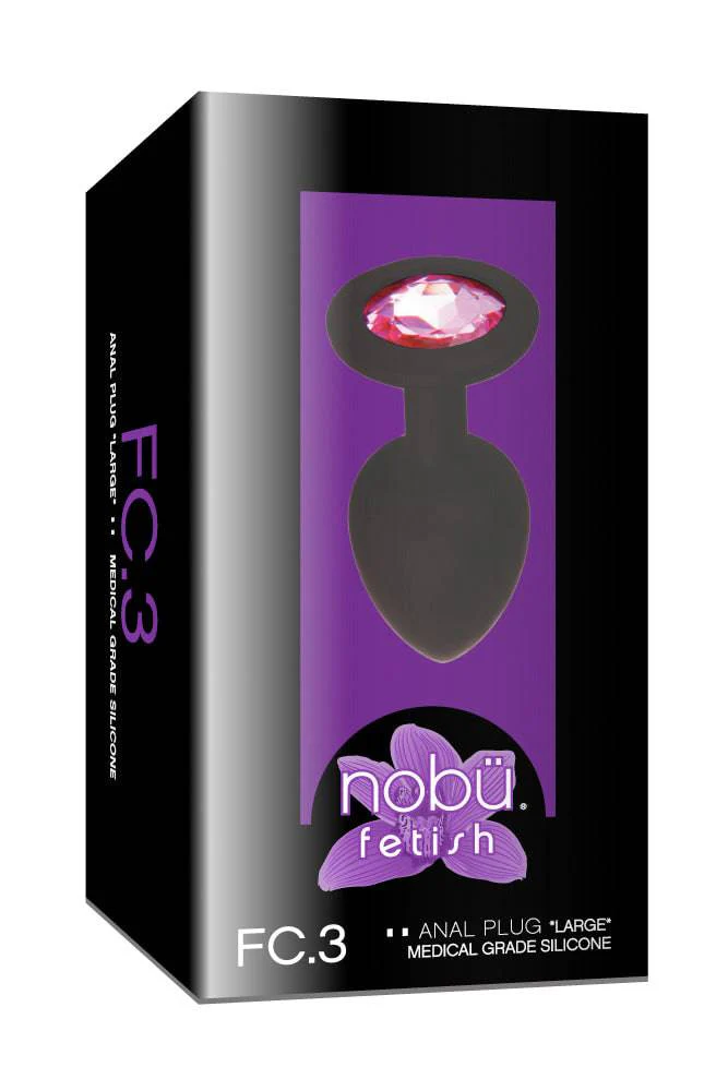 Nobu - FC3 Silicone Plug with Jewel - Large - Black - Image 2