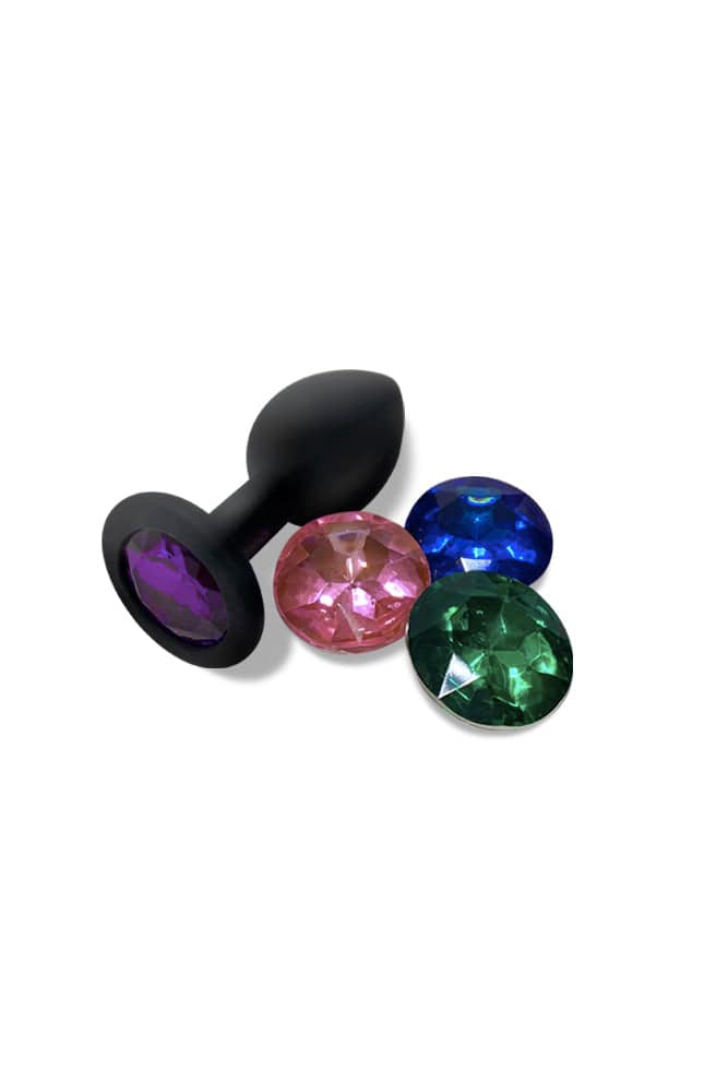 Nobu - Fetish Silicone Plug with Interchangeable Jewels - Black