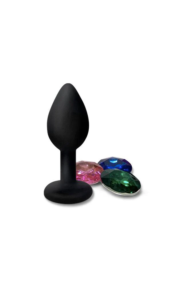 Nobu - Fetish Silicone Plug with Interchangeable Jewels - Black - Image 2