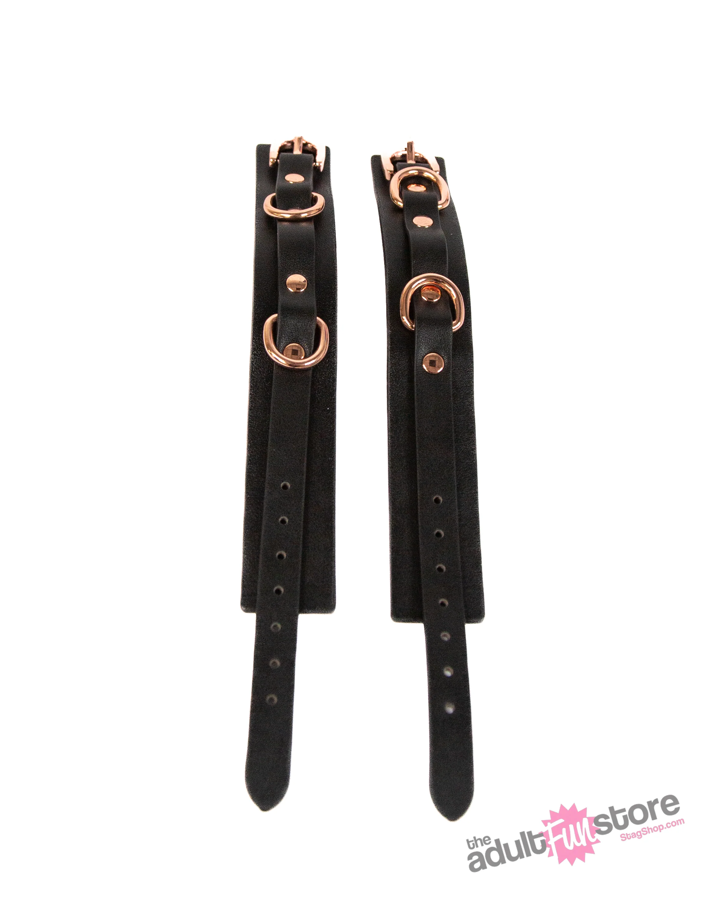 NS Novelties - Bondage Couture - Wrist Cuffs - Black/Rose Gold - Image 4