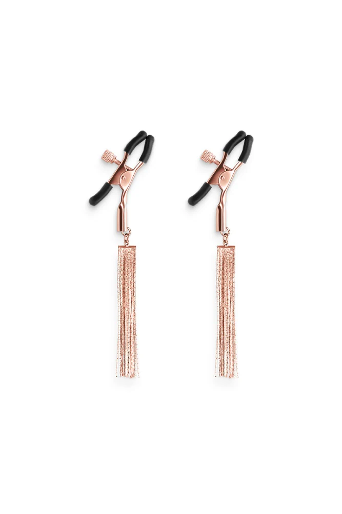 NS Novelties - Bound - Chain Tassel Nipple Clamps - Rose Gold/Black