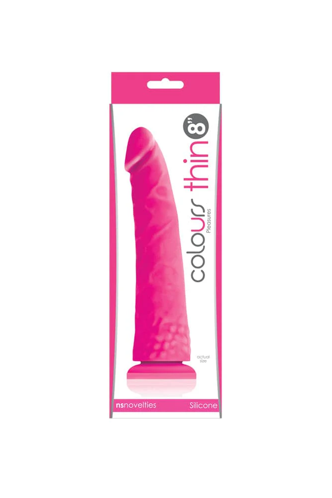 NS Novelties - Colours - 8 Inch Pleasures Thin Dildo - Pink - Image 5