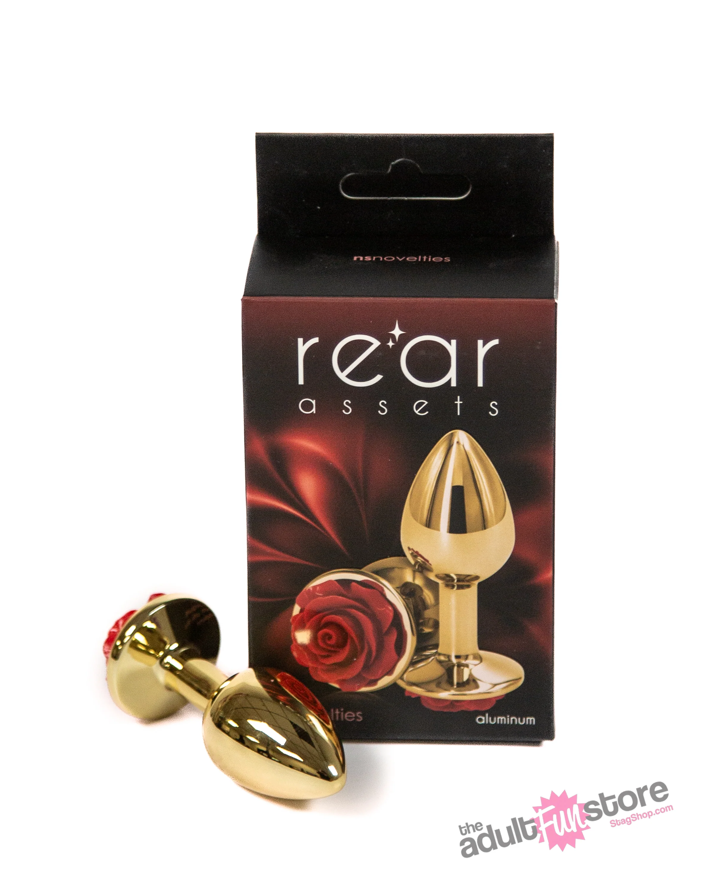 NS Novelties - Rear Assets - Aluminum Rose Butt Plug - Gold/Red - Small - 3 Inch - Image 7