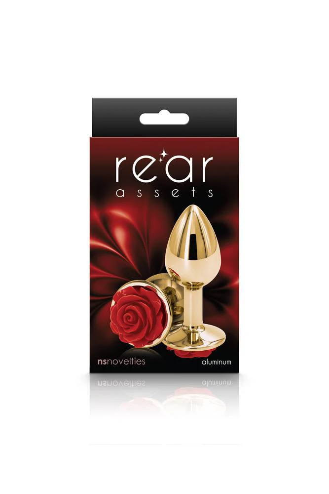 NS Novelties - Rear Assets - Aluminum Rose Butt Plug - Gold/Red - Small - 3 Inch - Image 8