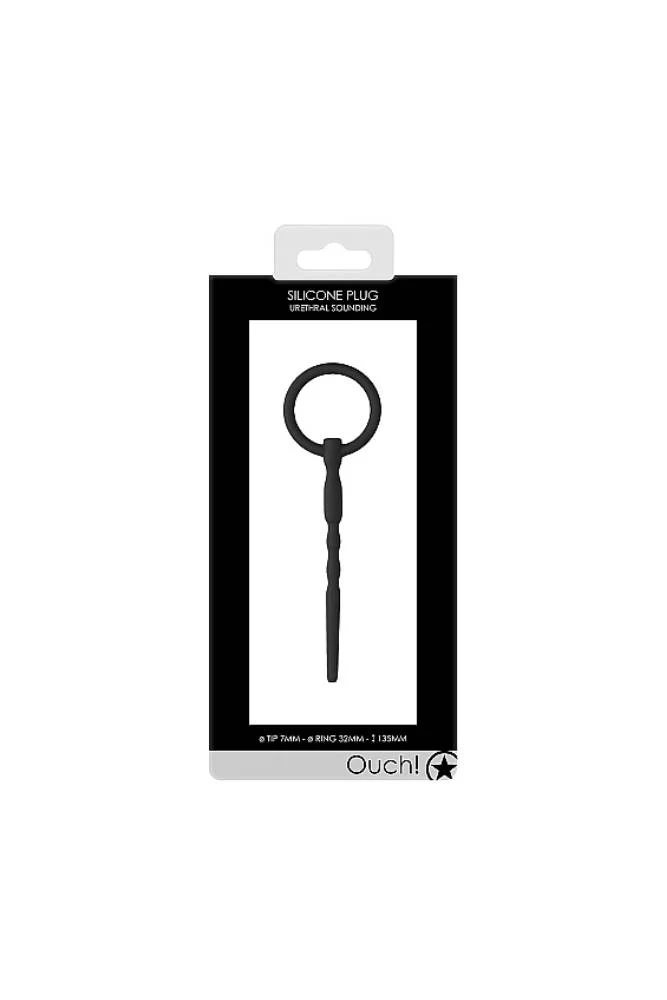 Ouch by Shots Toys - 5.3 inch/135mm Silicone Urethral Sounding Plug - Black - Image 2