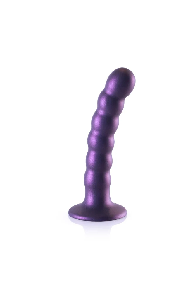Ouch by Shots Toys - 5" Beaded Silicone Dildo - Metallic Purple