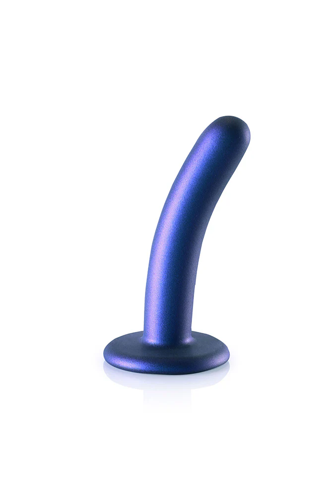 Ouch by Shots Toys - 5" Smooth Silicone Dildo - Metallic Blue