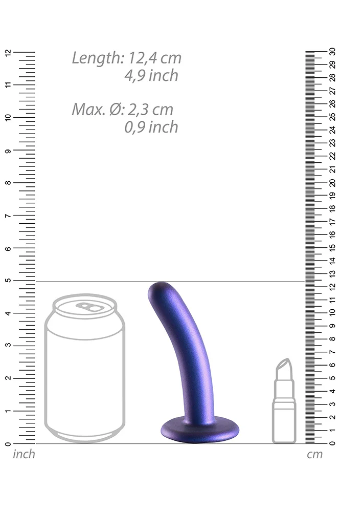 Ouch by Shots Toys - 5" Smooth Silicone Dildo - Metallic Blue - Image 3