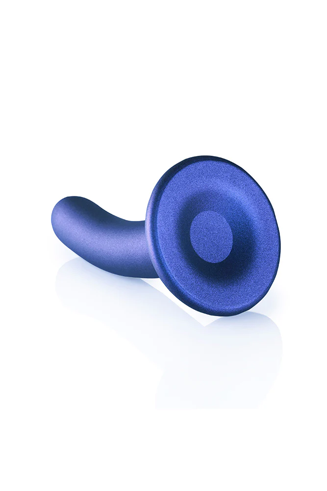 Ouch by Shots Toys - 5" Smooth Silicone Dildo - Metallic Blue - Image 4