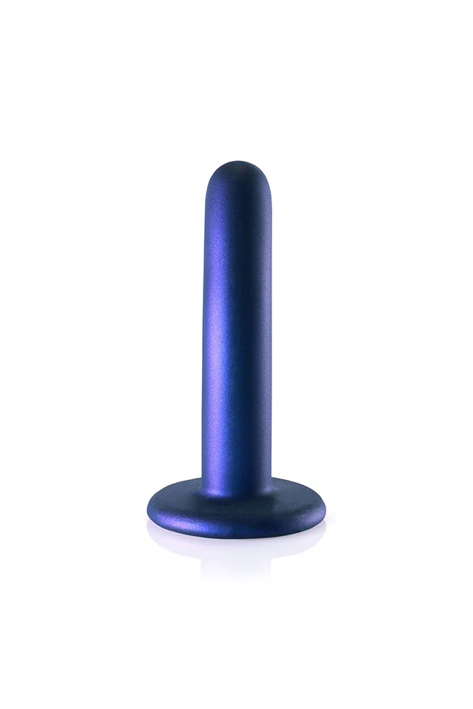 Ouch by Shots Toys - 5" Smooth Silicone Dildo - Metallic Blue - Image 5