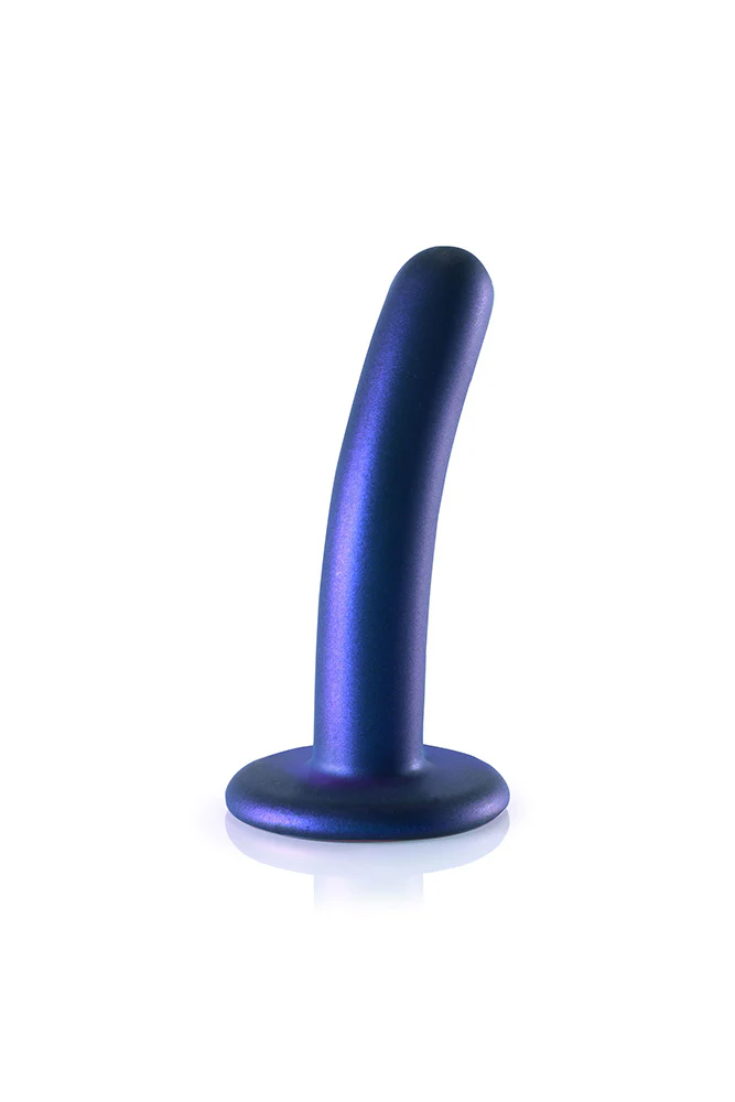 Ouch by Shots Toys - 5" Smooth Silicone Dildo - Metallic Blue - Image 6