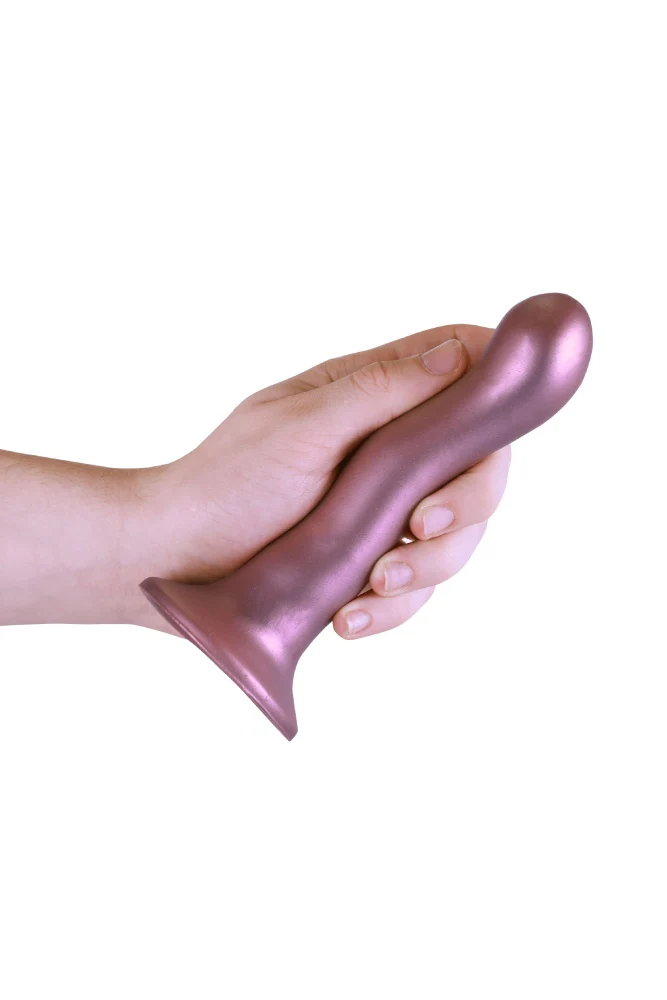 Ouch by Shots Toys - 7" Ultra Soft Curvy Silicone Dildo - Rose Gold - Image 2