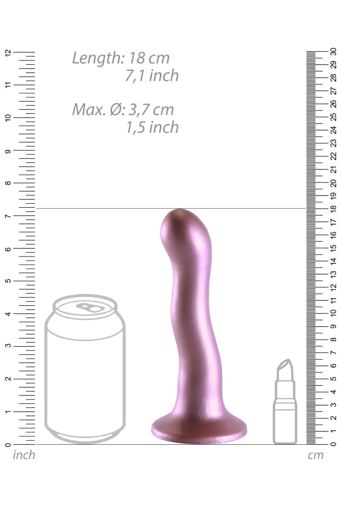 Ouch by Shots Toys - 7" Ultra Soft Curvy Silicone Dildo - Rose Gold - Image 3
