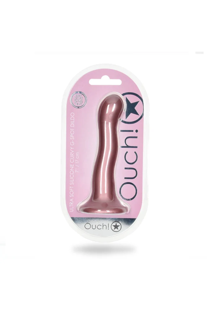 Ouch by Shots Toys - 7" Ultra Soft Curvy Silicone Dildo - Rose Gold - Image 7