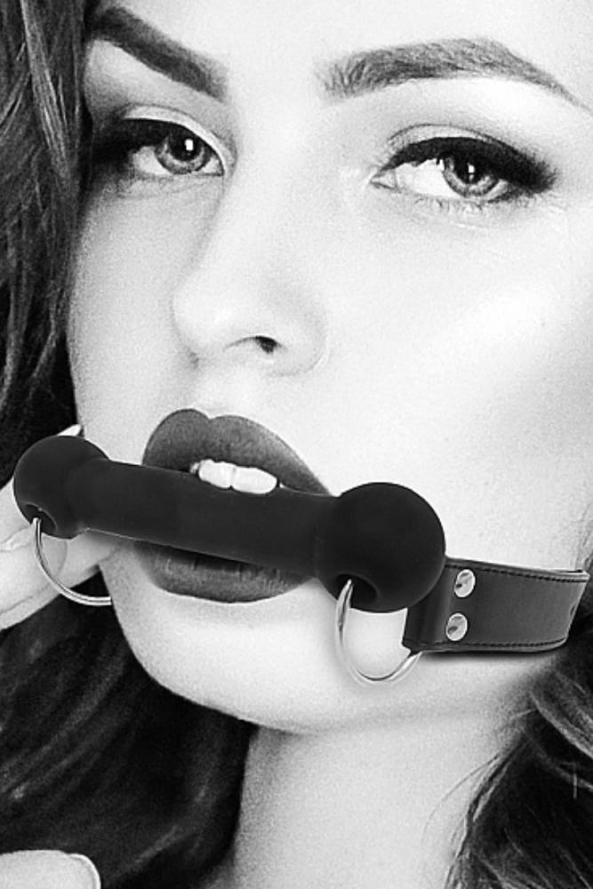 Ouch by Shots Toys - Black & White - Silicone Bit Gag - Black - Image 2