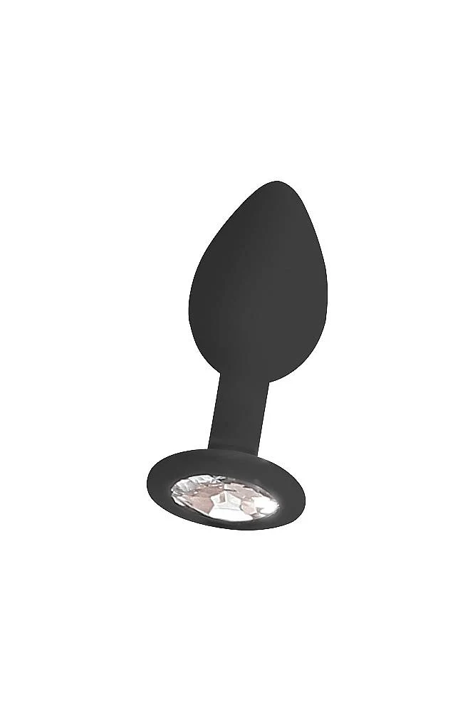Ouch by Shots Toys - Black & White - Silicone Butt Plug with Removable Jewel