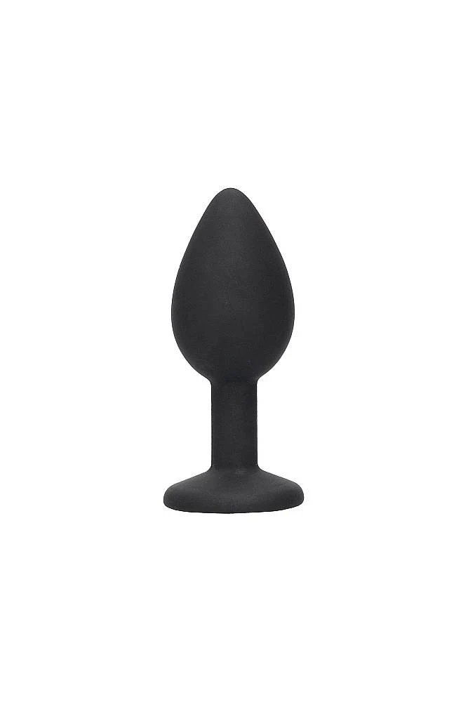 Ouch by Shots Toys - Black & White - Silicone Butt Plug with Removable Jewel - Image 2