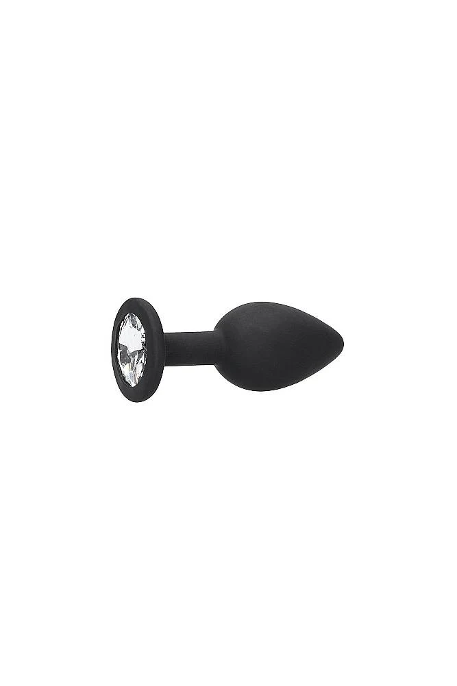 Ouch by Shots Toys - Black & White - Silicone Butt Plug with Removable Jewel - Image 3