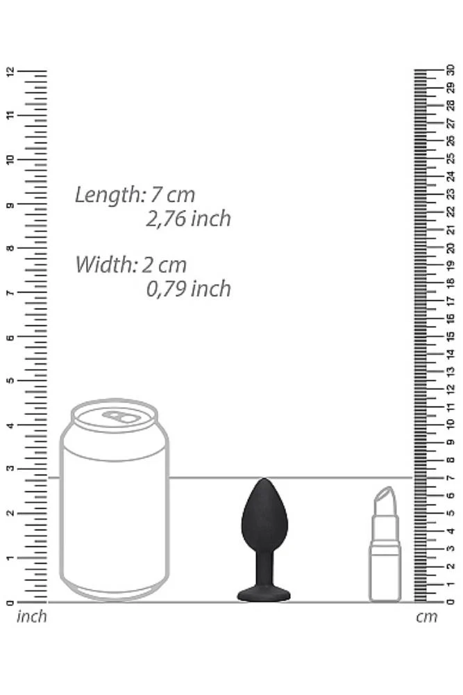 Ouch by Shots Toys - Black & White - Silicone Butt Plug with Removable Jewel - Image 5
