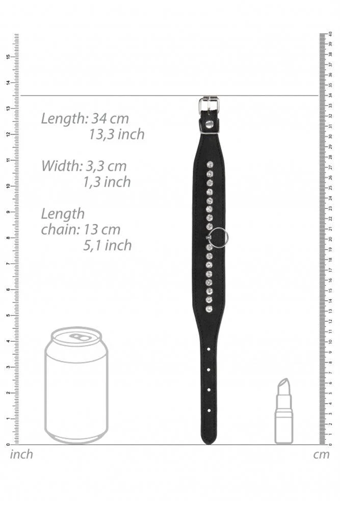 Ouch by Shots Toys - Diamond Studded Ankle Cuffs - Black - Image 5