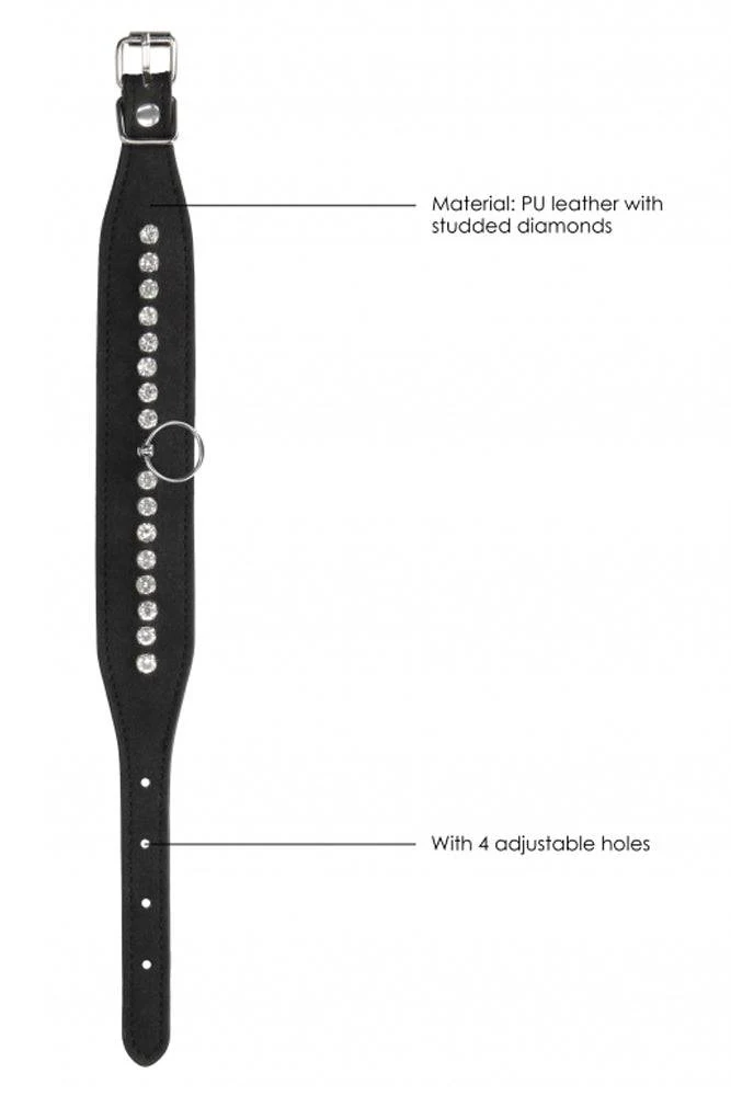Ouch by Shots Toys - Diamond Studded Ankle Cuffs - Black - Image 6