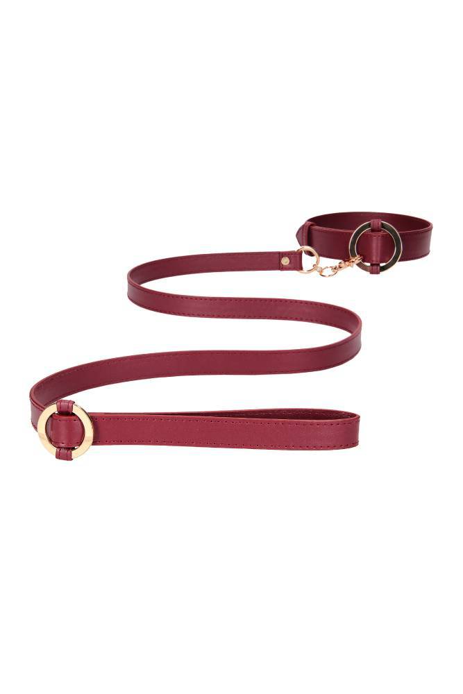 Ouch by Shots Toys - Halo - Collar with Leash - Burgundy - Image 3