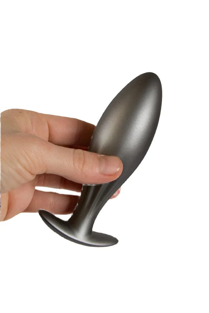 Ouch by Shots Toys - Oval Silicone Anal Plug - Gunmetal - Image 4