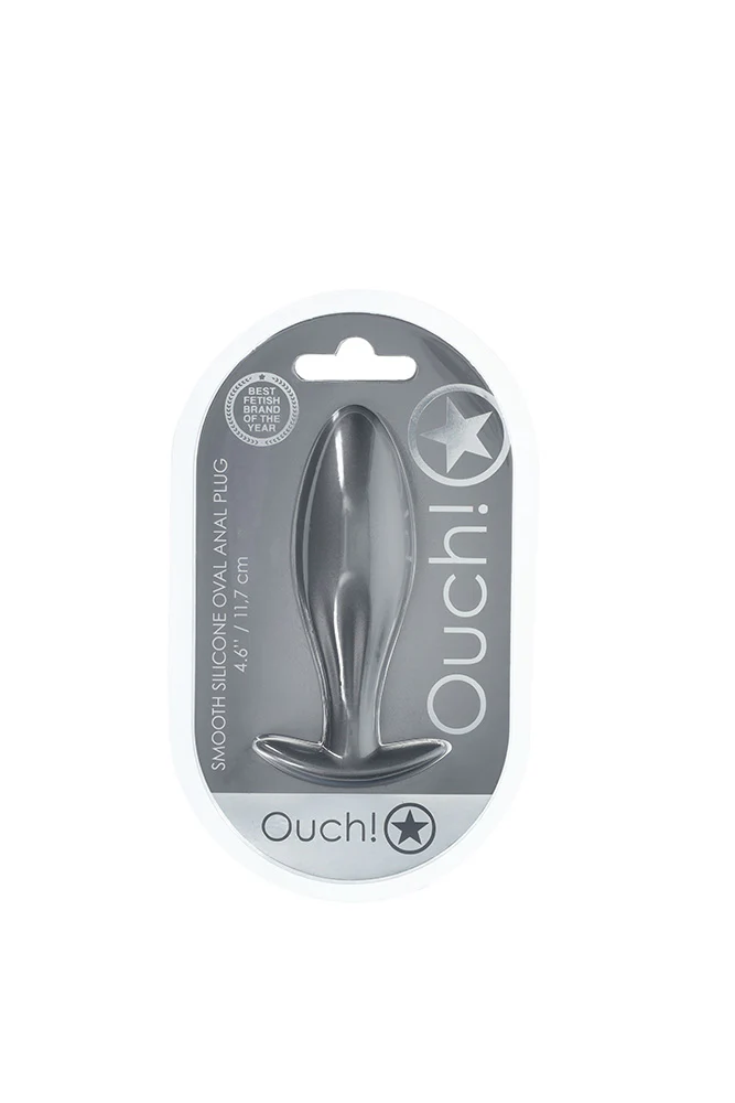 Ouch by Shots Toys - Oval Silicone Anal Plug - Gunmetal - Image 6