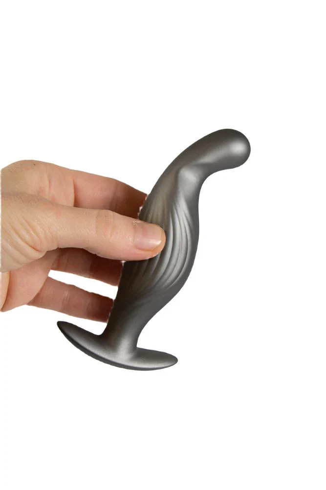 Ouch by Shots Toys - P-Spot Silicone Anal Plug - Gunmetal - Image 4
