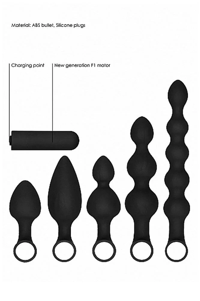 Ouch by Shots Toys - Rechargeable Vibrating Anal Set - Black - Image 10