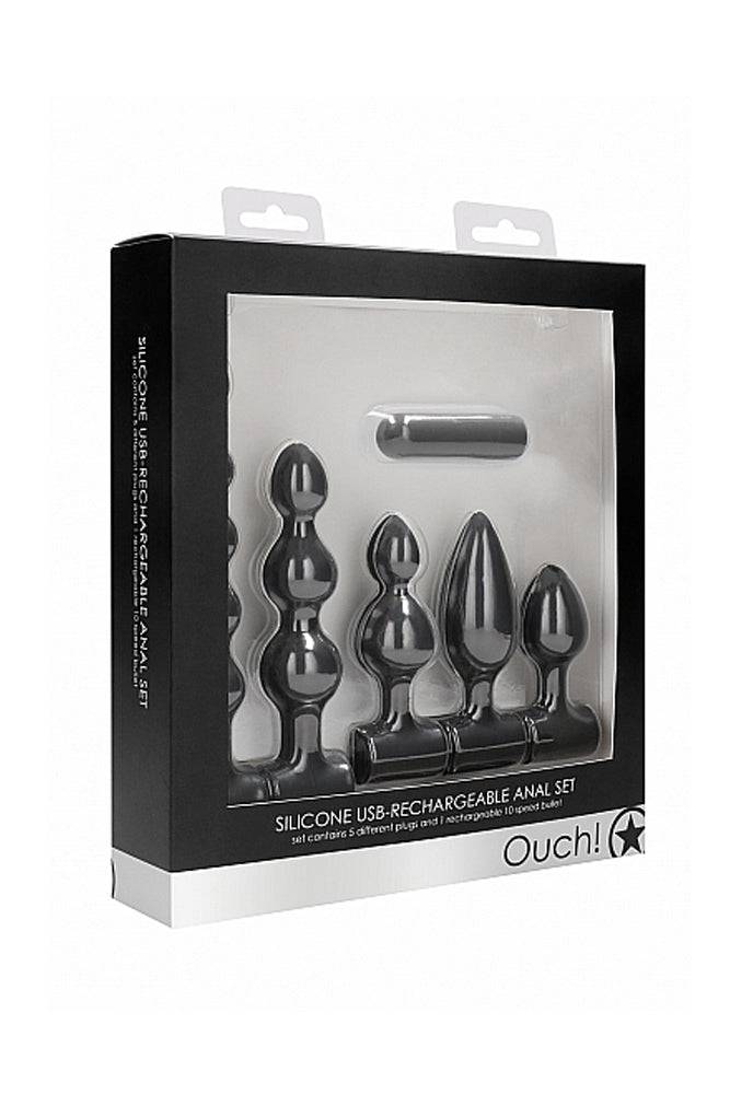 Ouch by Shots Toys - Rechargeable Vibrating Anal Set - Black - Image 11