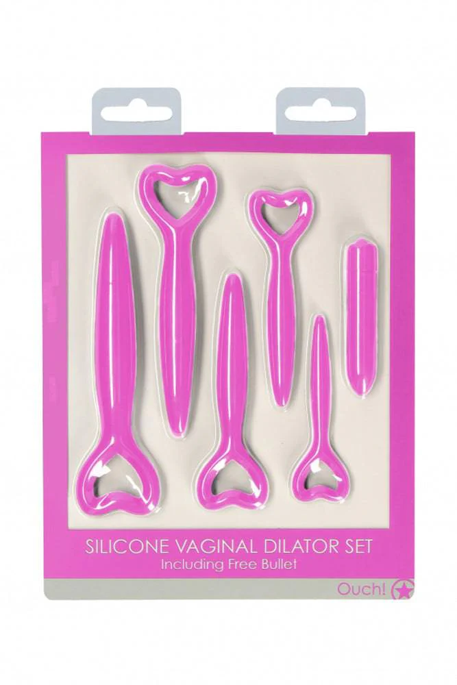 Ouch by Shots Toys - Silicone Heart Vaginal Dilator Set - Pink - Image 2