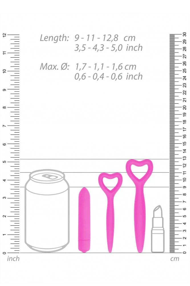 Ouch by Shots Toys - Silicone Heart Vaginal Dilator Set - Pink - Image 3