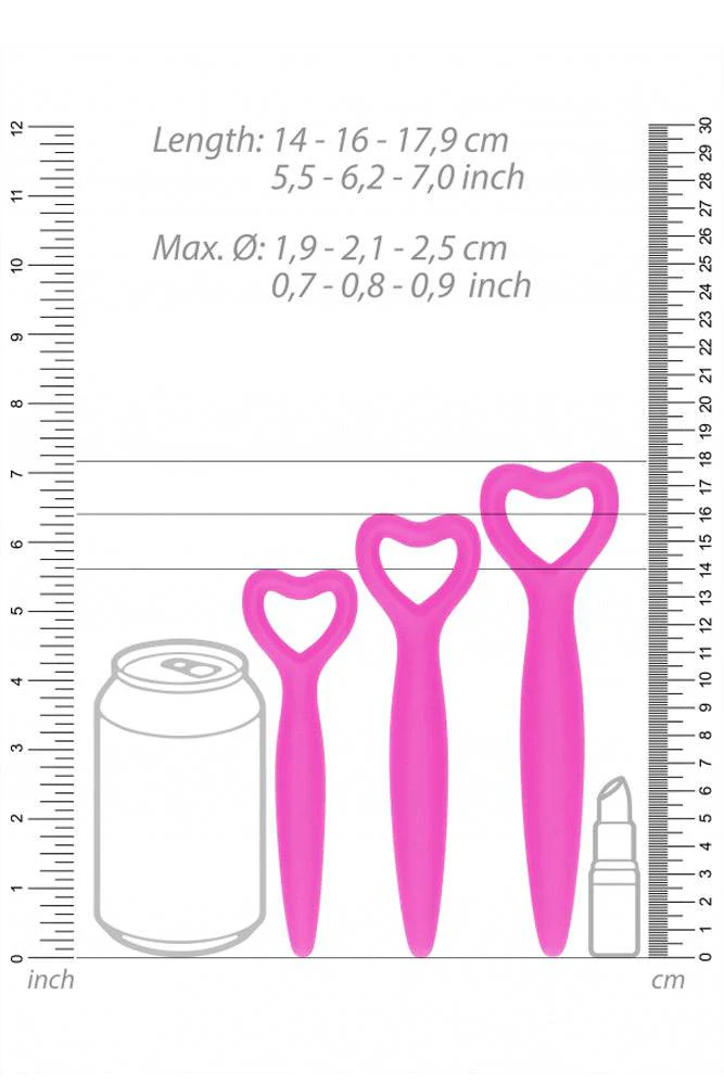 Ouch by Shots Toys - Silicone Heart Vaginal Dilator Set - Pink - Image 4