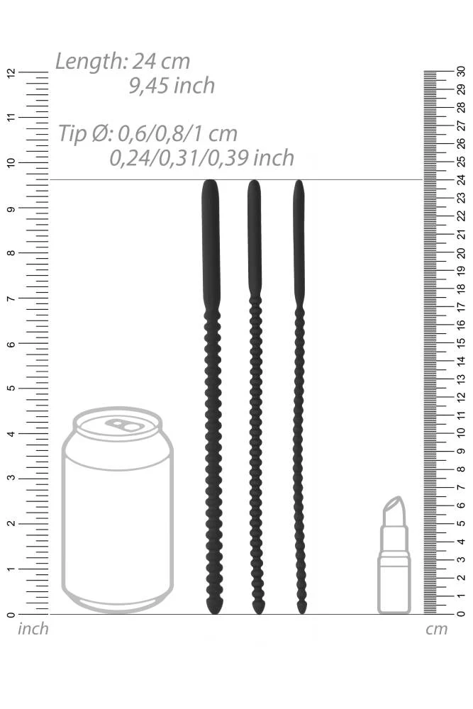 Ouch by Shots Toys - Silicone Urethral Sounding Dilator Set - Black - Image 2