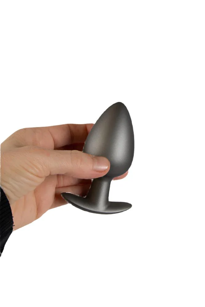 Ouch by Shots Toys - Smooth Silicone Anal Plug - Large - Gunmetal - Image 2
