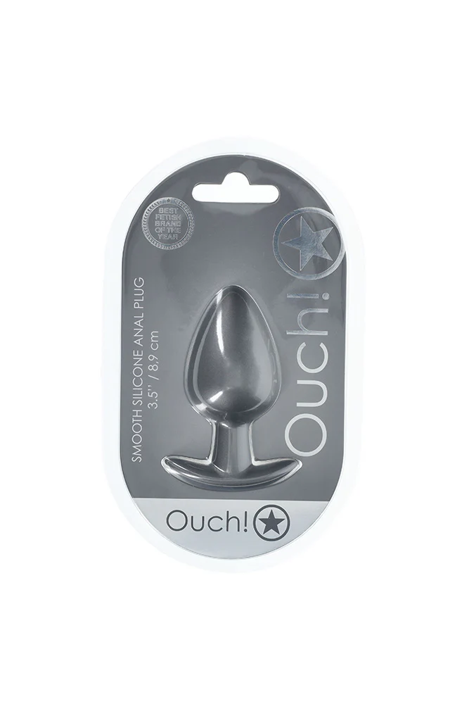 Ouch by Shots Toys - Smooth Silicone Anal Plug - Large - Gunmetal - Image 5