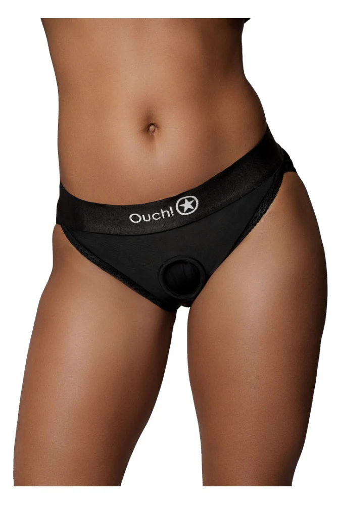 Ouch by Shots Toys - Vibrating Strap-on Hipster Panty Harness - Black - Image 10