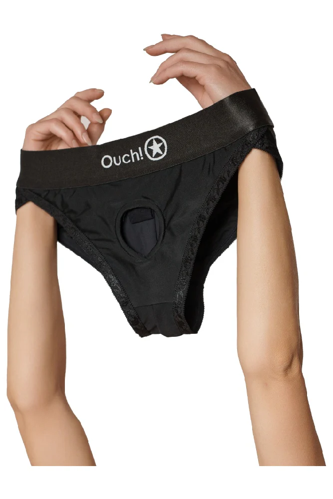 Ouch by Shots Toys - Vibrating Strap-on Hipster Panty Harness - Black - Image 11