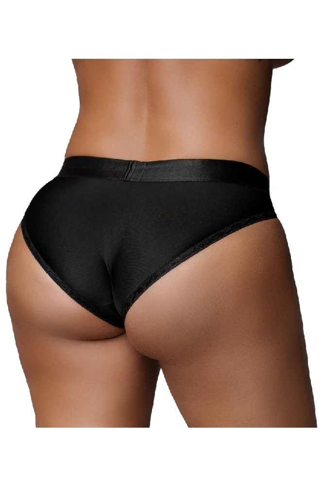 Ouch by Shots Toys - Vibrating Strap-on Hipster Panty Harness - Black - Image 2
