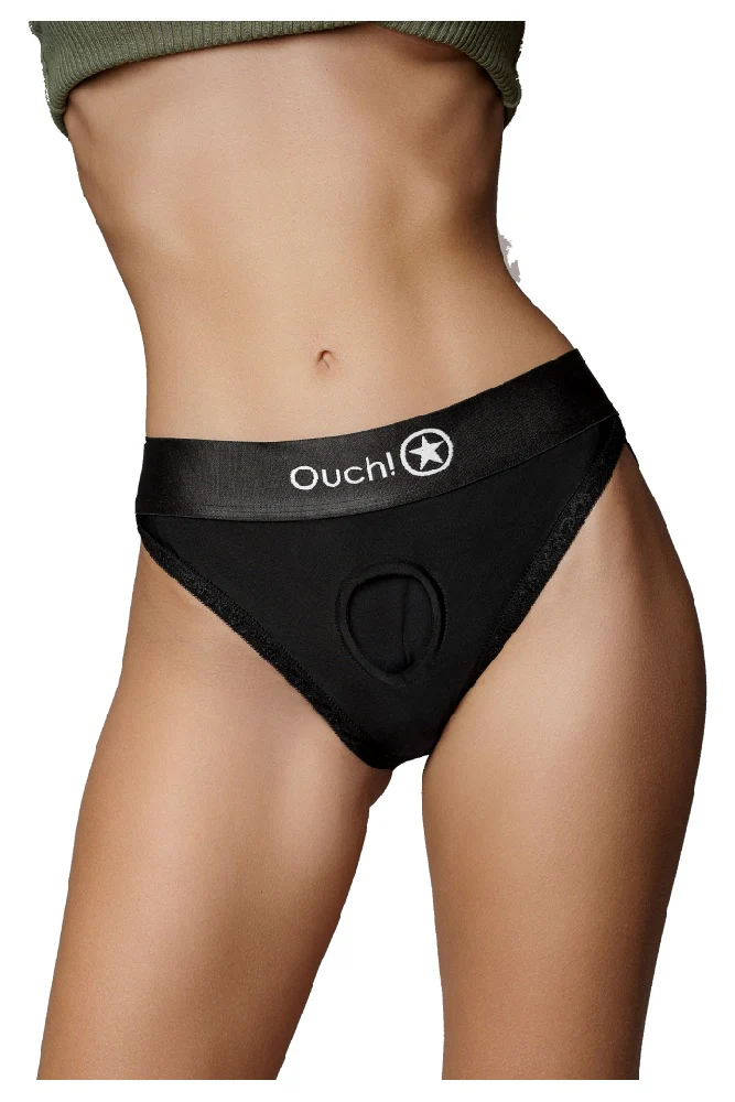 Ouch by Shots Toys - Vibrating Strap-on Hipster Panty Harness - Black - Image 8